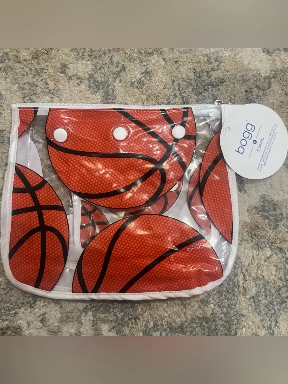 Bogg Clear Basketball Print Decorative Inserts Pouch - New
